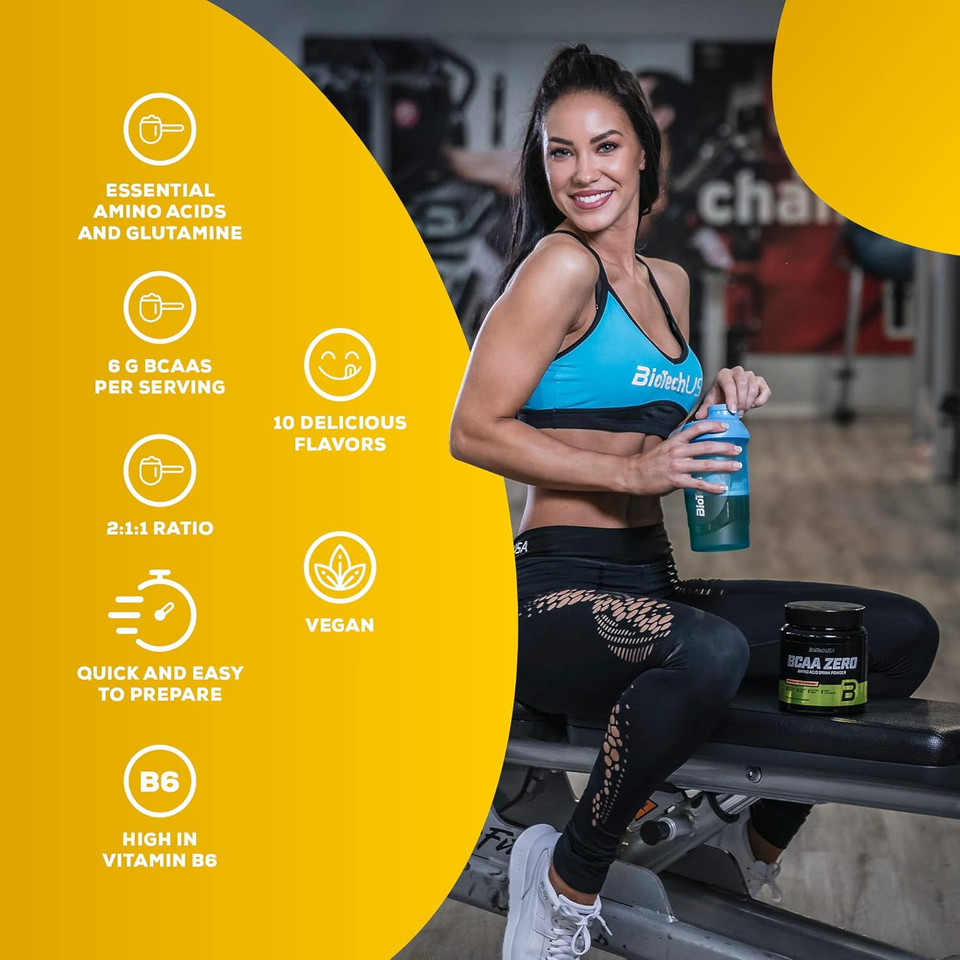 BioTechUSA BCAA Zero | Essential Amino Acid Powder | 6g BCAA with Instant L-Leucine | Vegan | Sugar-Free, Lactose-Free, Gluten-Free, 360 g, Kiwi-Lime