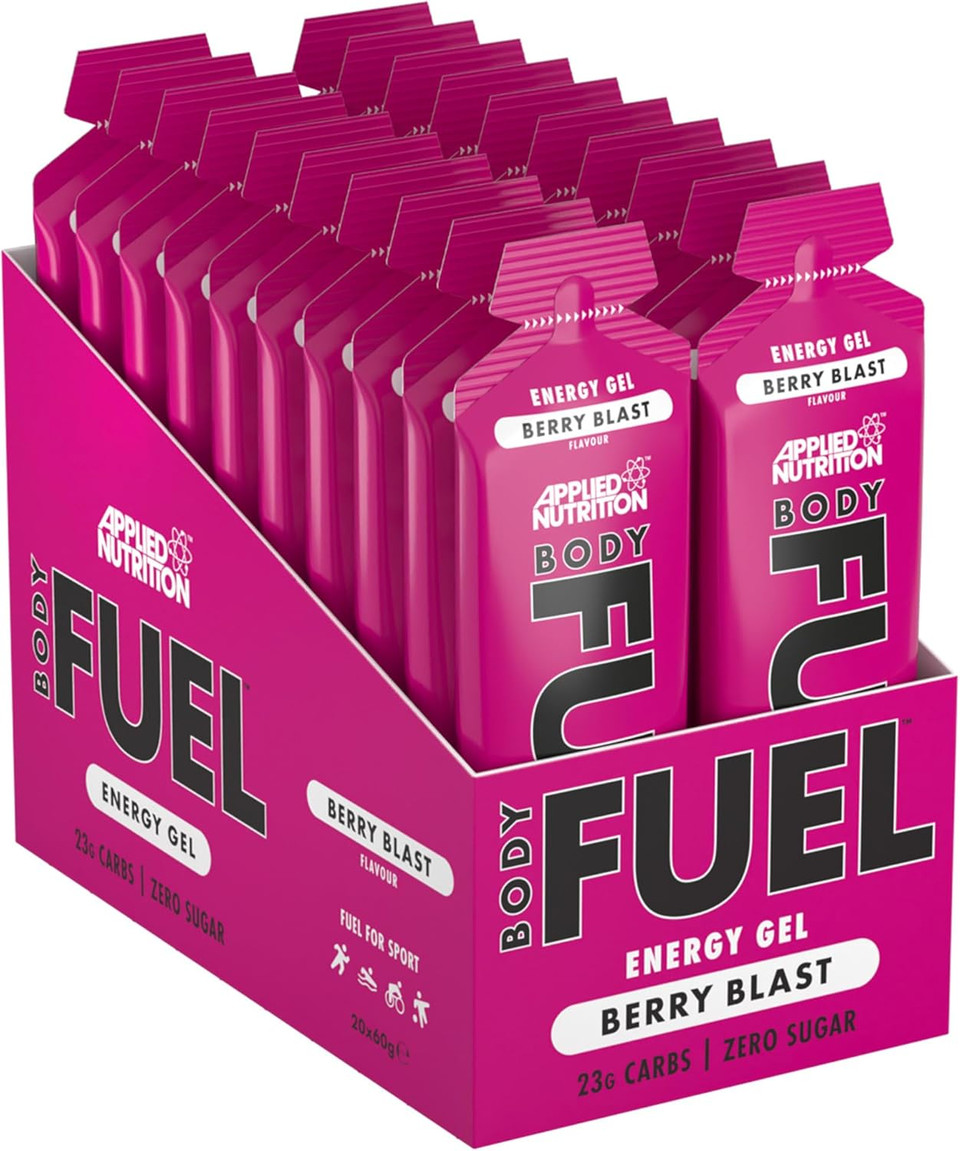 Applied Nutrition BodyFuel Energy Gel - Fast Energy Gels, Fuel for Sport, with Carbs, Sugar Free (Box 20 Units x 60g) (Lemon & Lime)