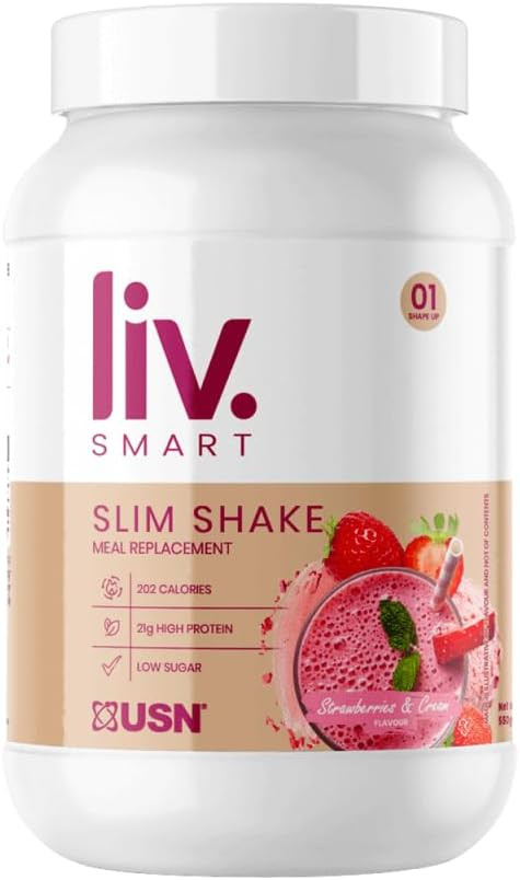 USN Liv.Smart Slim Shake Chocolate Brownie 550g - High Protein (21g) Meal Replacement Shake & Weight Loss Support - Low in Sugar & Suitable for Vegetarians, 10 Servings