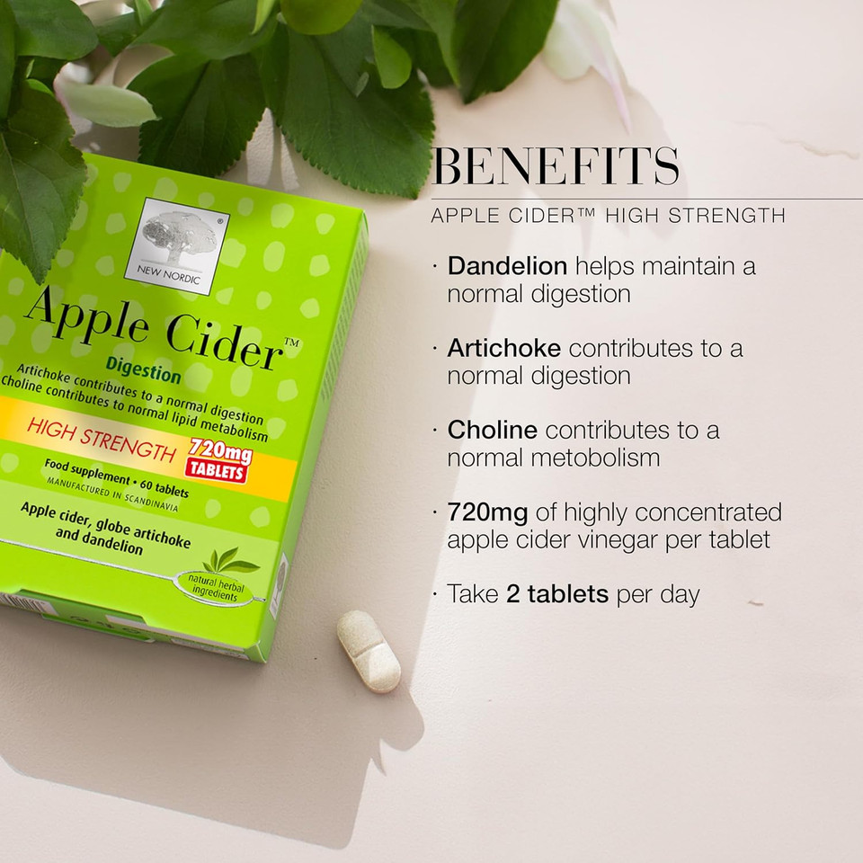New Nordic Apple Cider Vinegar Tablets - 2160 mg ACV with The Mother - May Help Promote Weight Loss - for Men and Women - 60 High Strength Tablets New Nordic Apple Cider Vinegar Tablets - 2160 mg ACV with The Mother - May Help Promote Weight Loss - for Men and Women - 60 High Strength Tablets