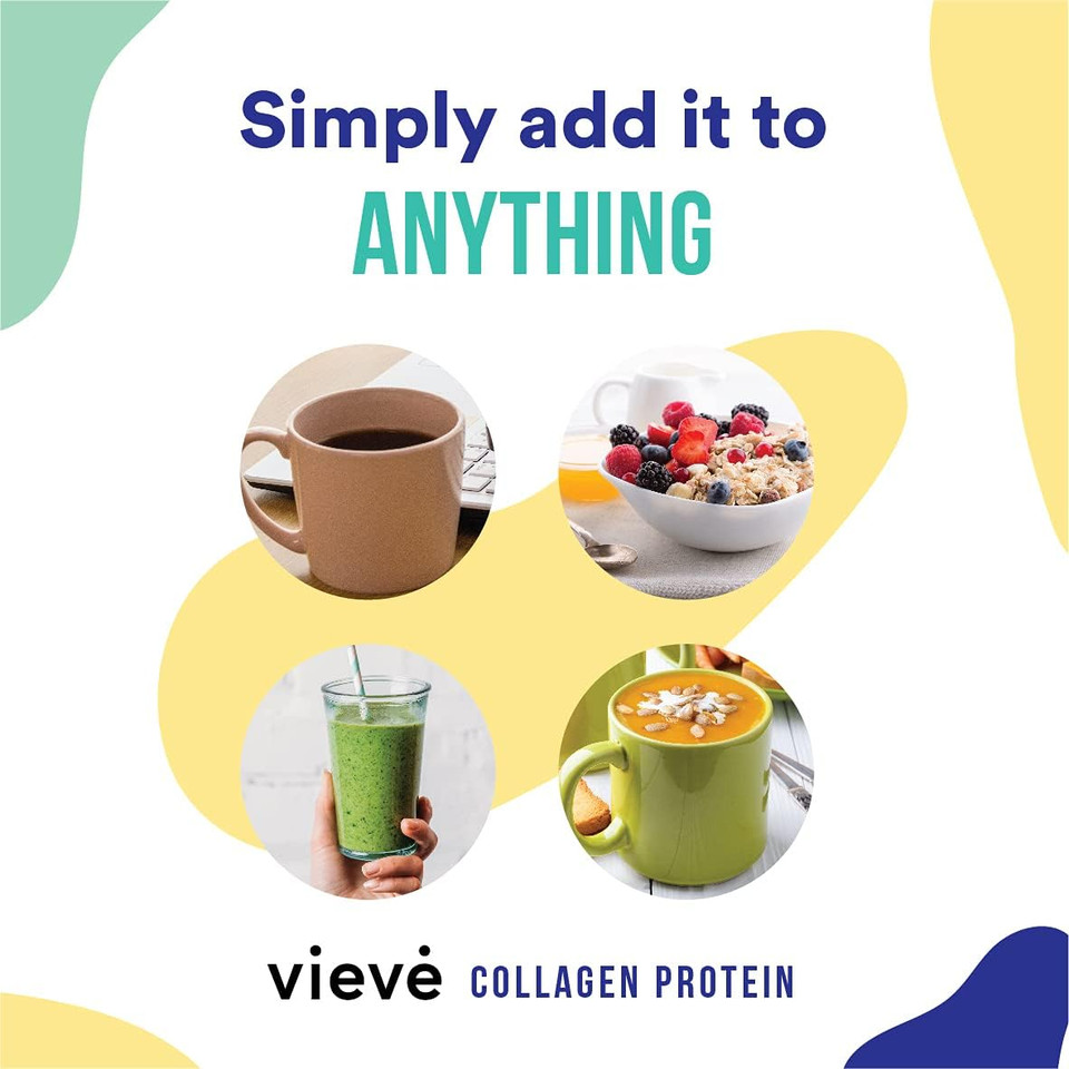 Vieve Collagen Protein Powder - Hydrolysed Bovine Peptides - Diet Support Supplement for Skin, Hair, Nail Health - Non-GMO, EU Grass-Fed, Pasture-Raised Cattle - No Dairy or Sugar, Flavourless, 400g