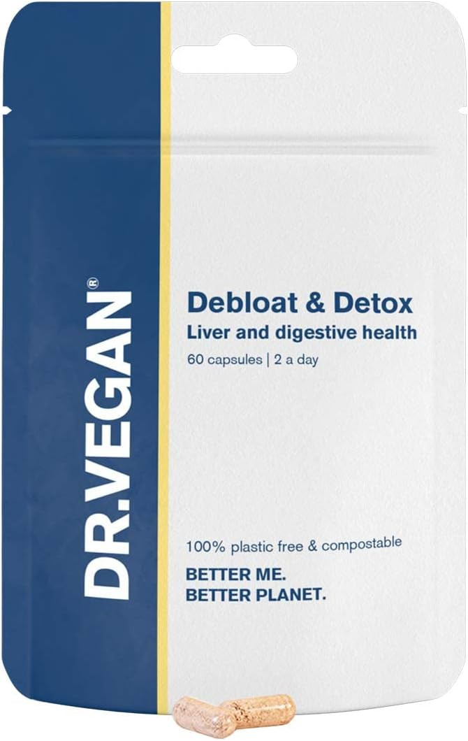 Debloat & Detox | Liver and Digestion Health | Vitamins & Supplements | 60 Vegan Capsules |Two-A-Day | DR.VEGAN