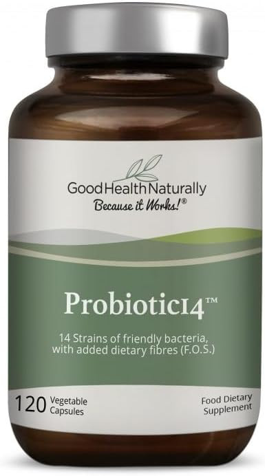 Probiotic 14 Tablets - for Digestive and Colon Cleanse, Weight Loss Support, Immune System Booster | 120 Veggie Capsules - Good Health Naturally