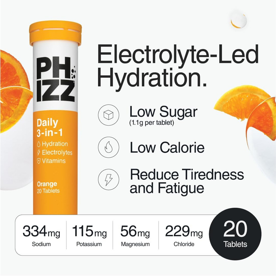 Phizz Electrolytes, Multivitamin & Hydration Tablets - 60 Effervescent Rehydration Electrolyte Tablets - 18 Vitamins & Minerals, Vitamin C, Vegan, Vegetarian & Low Calorie (Lemon, 60 Tablet) Phizz Electrolytes, Multivitamin & Hydration Tablets - 60 Effervescent Rehydration Electrolyte Tablets - 18 Vitamins & Minerals, Vitamin C, Vegan, Vegetarian & Low Calorie (Lemon, 60 Tablet)