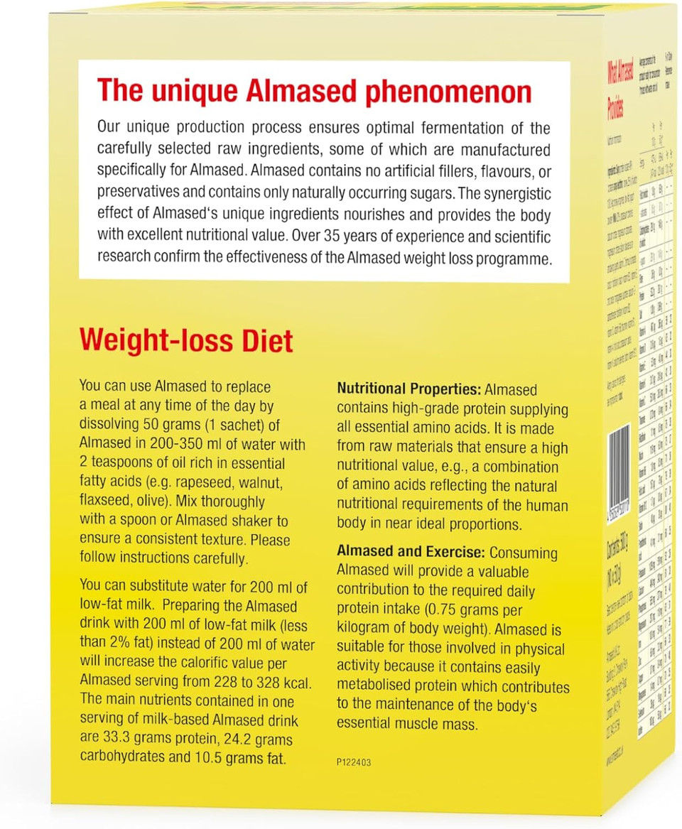 Almased Single Servings Meal Replacement Shake - Protein Powder for Weight Loss, 10 x 50 g