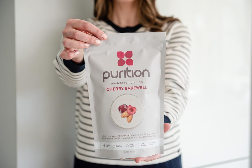 Purition Cherry Bakewell Large Bag | Premium High Protein Powder for Keto Shakes and Smoothies with Only Natural Ingredients for Weight Management | 1 x 12 Meal Bag