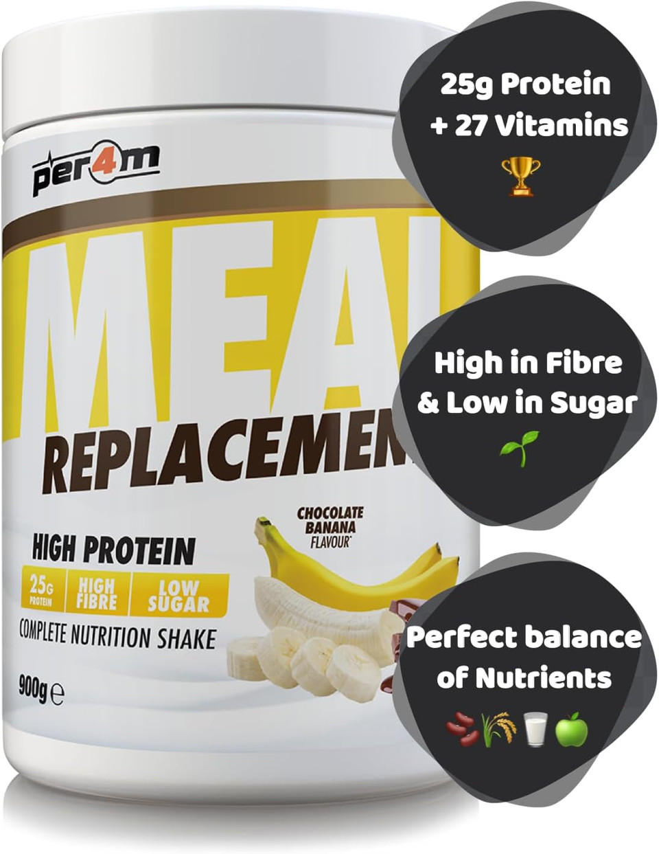 Per4m MRP Diet Meal Replacement 26g Protein Powder | Complete Nutrition Shake + 27 Vitamins | Metabolism Support, Immunity Boost & Muscle Growth (Salted Caramel, 900g)