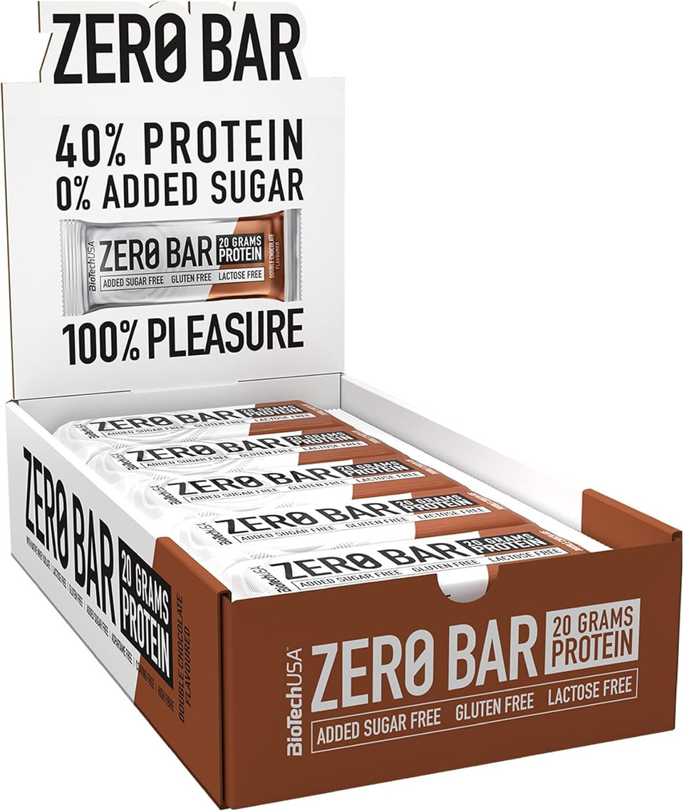 BioTechUSA Zero Bar Protein Snack - Low Sugar & Lactose-Free | Crispy Texture | Delicious Flavors | Ideal for Diets & Workouts, 20 * 50 g, Chocolate Chip Cookies