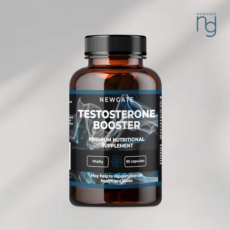 Testosterone Booster 90 Capsules for Men - with Garlic Extract 1000mg - High Strength Prime Supplement - Made in The UK  Halal