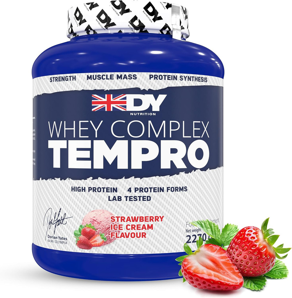 DY Nutrition Whey Complex Tempro | x4 Protein Forms | Whey, Casein, Isolate & Egg Albumin, 23g Premium Protein Powder with Digestive Enzymes for Optimal Absorption, 2.27kg | Banana Ice Cream