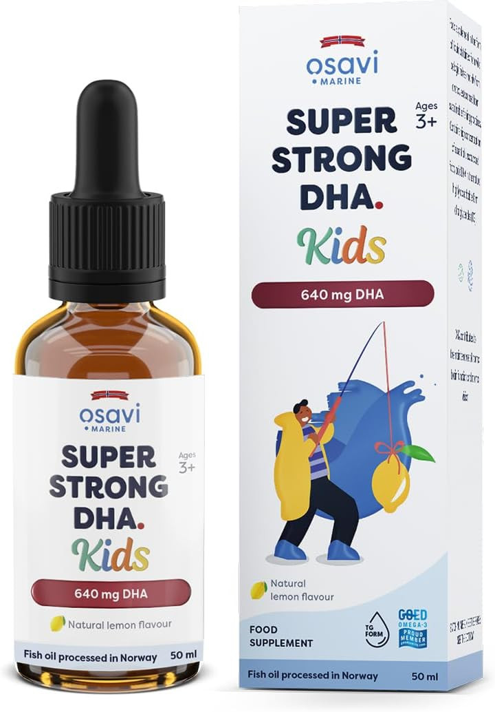 Osavi Super Strong DHA Kids, 640 mg DHA  50 ml Oil | Lemon Flavor | DHA from Sustainable Wild Fish | Supports Brain & Vision Health | Highly Absorbable Triglyceride Form