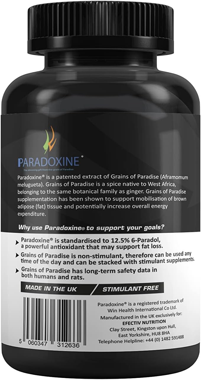 EFECTIV Paradoxine Grains of Paradise Supplement | 90 Capsules | Weight Management | Anti-Inflammatory Properties | Supports Mobilisation of Fat Tissue | Vegan - Made in The UK