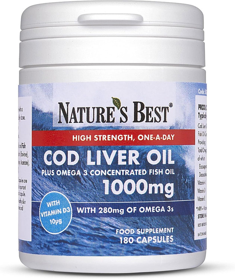 Premium Cod Liver Oil 1000mg Pure Omega 3's - 180 Capsules, 1-a-Day 6 Month's Supply - 280mg Omega 3 & 10µg Vitamin D3 per Capsule - Supports Vision, Brain, Heart, and Blood Pressure - Taste-Free Premium Cod Liver Oil 1000mg Pure Omega 3's - 180 Capsules, 1-a-Day 6 Month's Supply - 280mg Omega 3 & 10µg Vitamin D3 per Capsule - Supports Vision, Brain, Heart, and Blood Pressure - Taste-Free