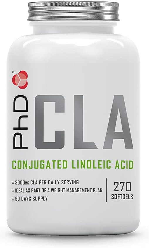 PhD Nutrition CLA Softgels | 3000mg Per Daily Serving | Weight Management Supplement | Natural CLA from Safflower Oil | for Men & Women | 270 Capsules (90 Days Supply)