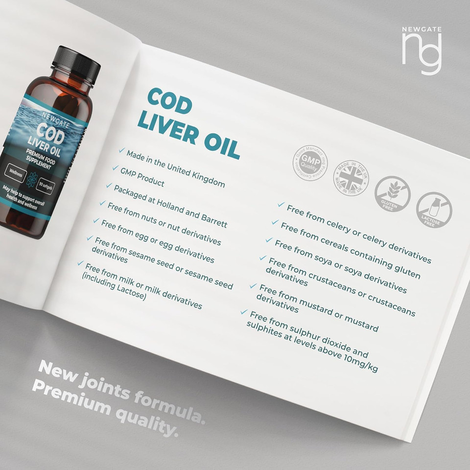 Cod Liver Oil 90 Softgels 1000mg | High Strength Nutritional Supplement for Men & Women | Vitamin A 800µg - Vitamin D 5µg | Heart & Immunity Support | GMO Free