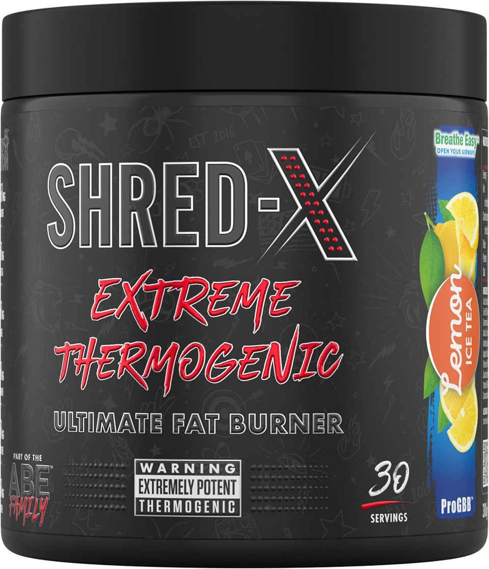 Applied Nutrition Shred X Fat Burner - ABE All Black Everything Fat Burner, Thermo Weight Management (300g - 30 Servings) (Lemon Ice Tea) Applied Nutrition Shred X Fat Burner - ABE All Black Everything Fat Burner, Thermo Weight Management (300g - 30 Servings) (Lemon Ice Tea)