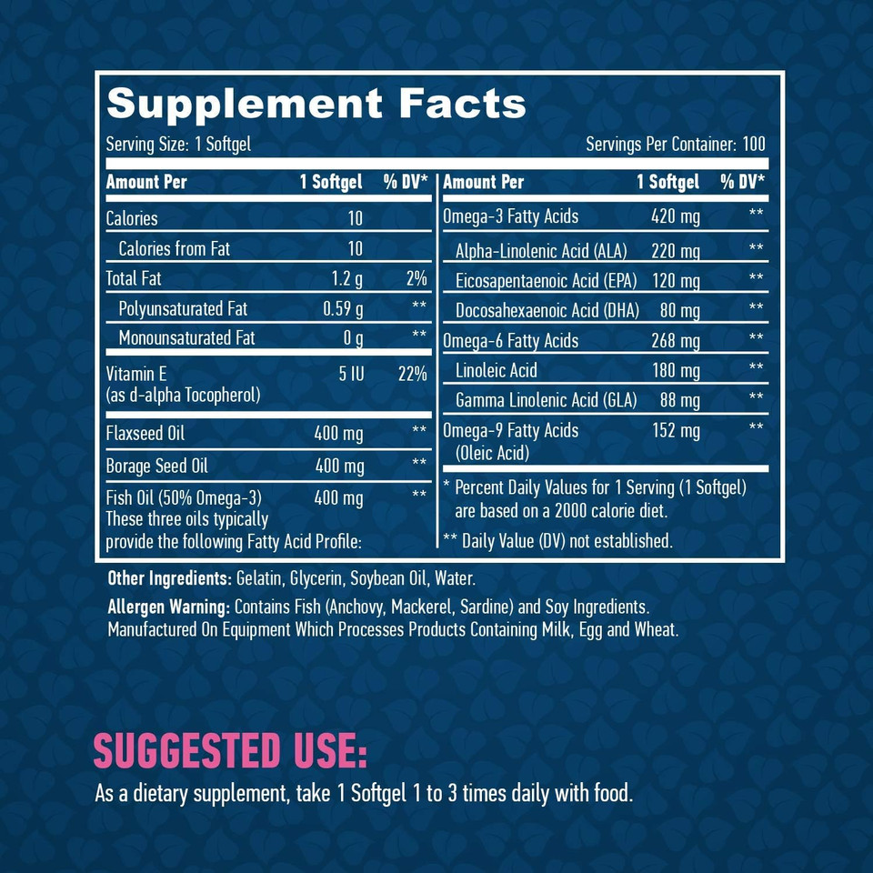 HAYA LABS Omega 3-6-9 100 Softgels