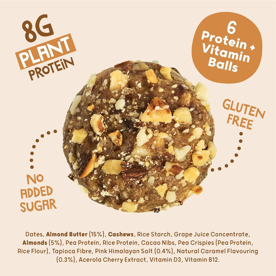 Protein Balls Salted Caramel Flavour by The Protein Ball Co - 100% Natural, Vitamin Enriched, Protein Snacks- 10 x 45g Bags- High Fibre, No Added Sugar, Gluten Free, No Artificial Sweeteners