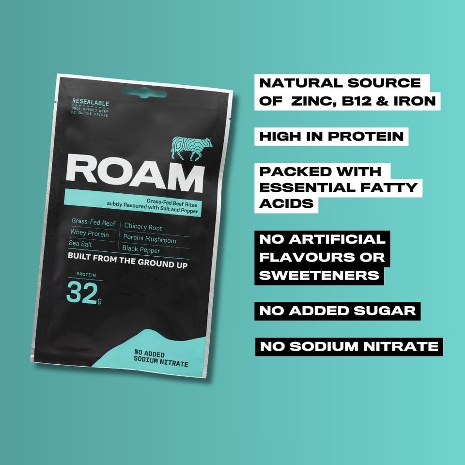ROAM Natural Protein Bites, Meal Replacement Keto Bars, 6 x 70g Beef Protein Sticks & Healthy Snacks, Low Calorie Snacks (Beef Bites)