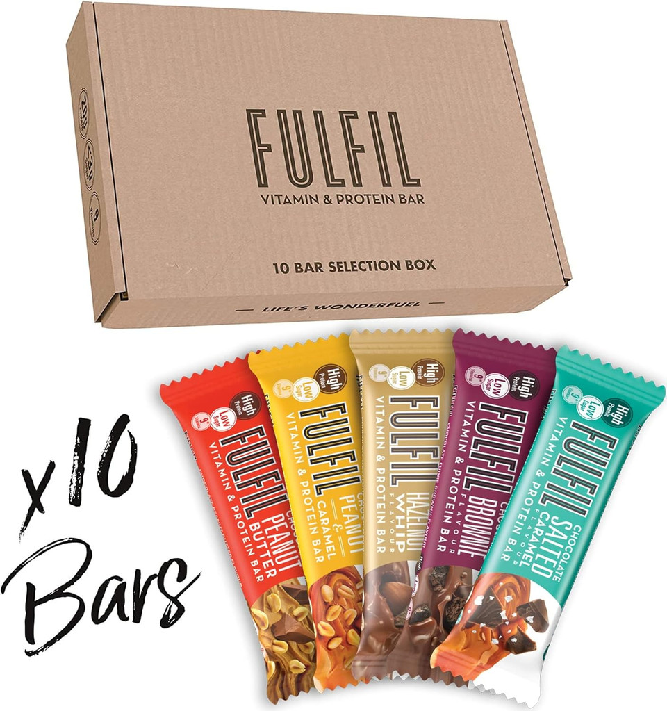 FULFIL Vitamin and Protein Bars (10 x 55 g Bars)  Exclusive 10 Bar Selection Box  20 g High Protein, 9 Vitamins, Low Sugar