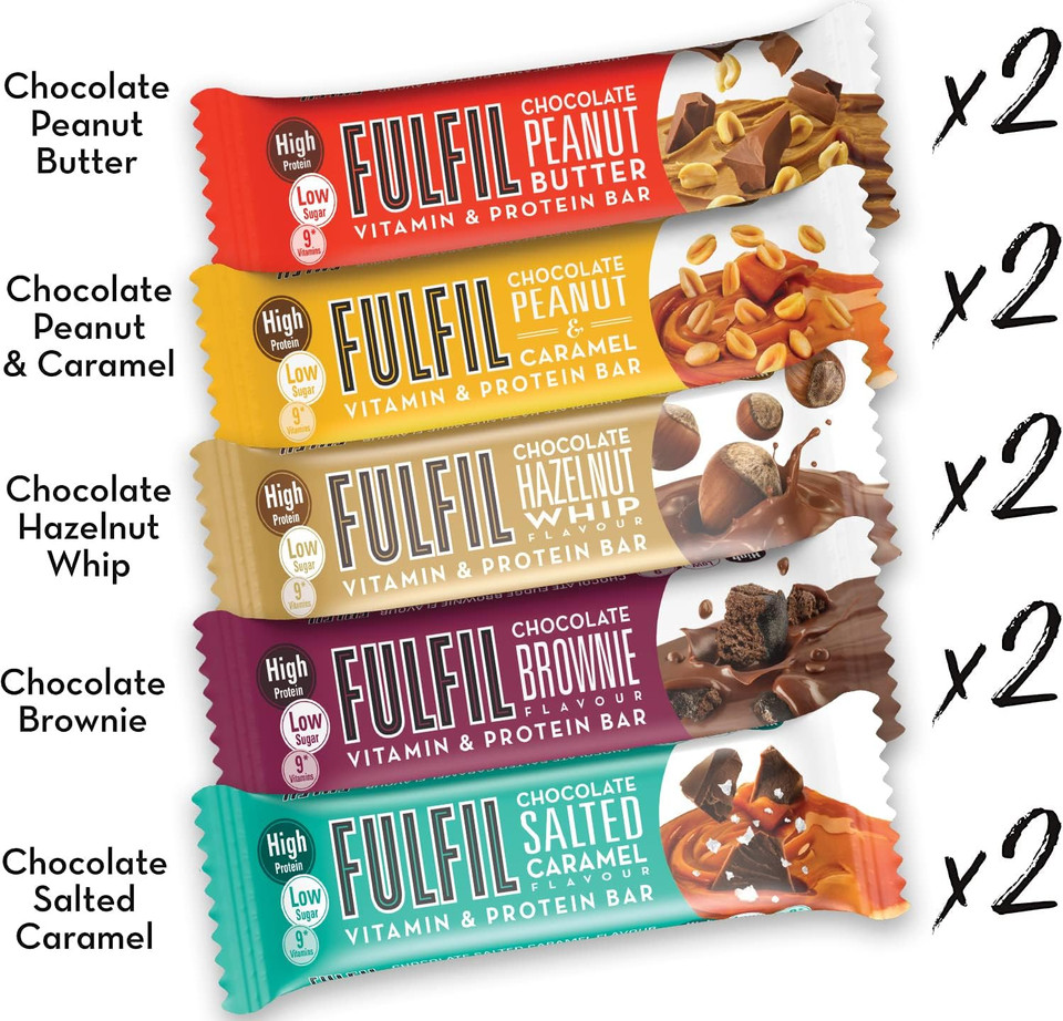 FULFIL Vitamin and Protein Bars (10 x 55 g Bars)  Exclusive 10 Bar Selection Box  20 g High Protein, 9 Vitamins, Low Sugar