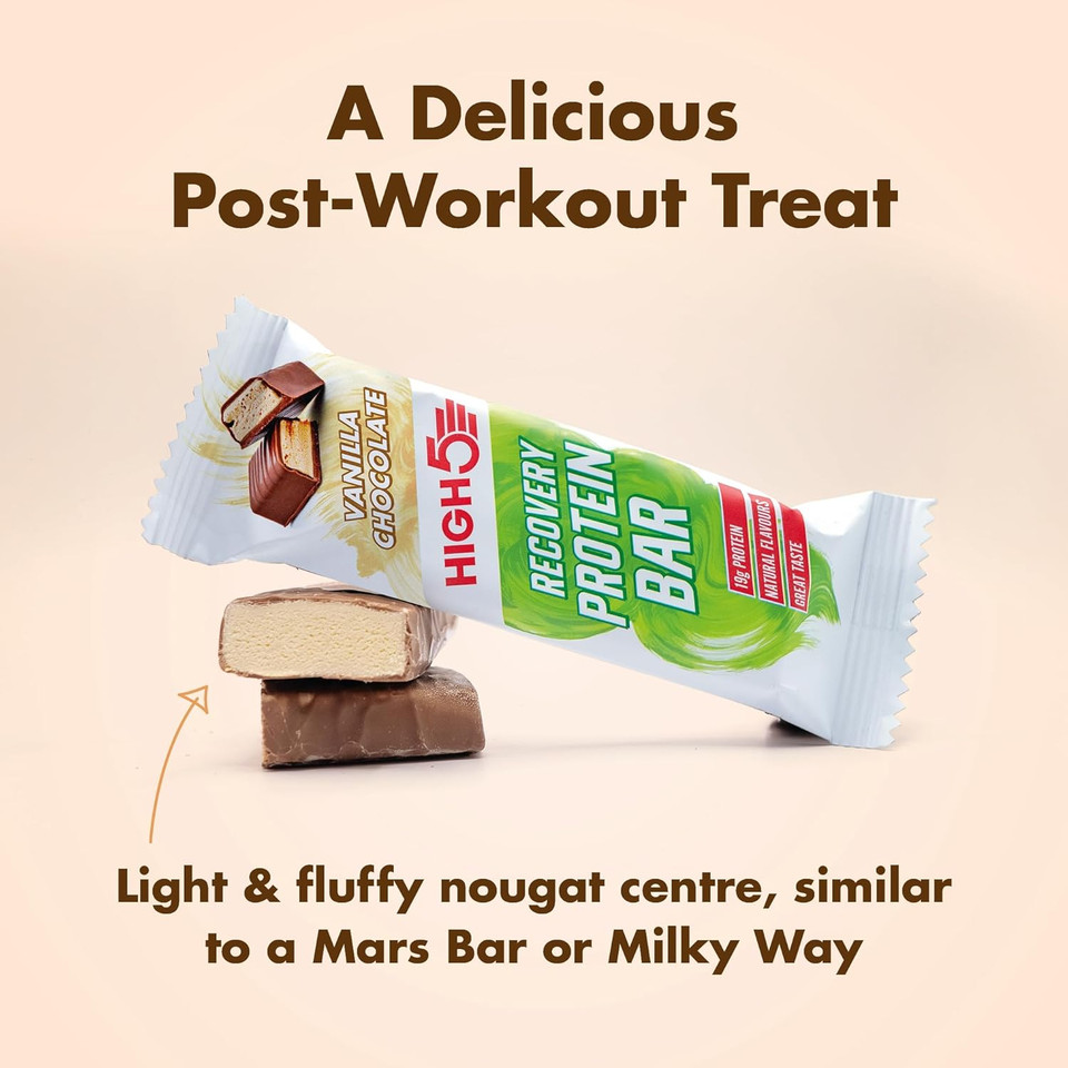 HIGH5 Recovery Protein Bars - Post-Workout Carbohydrate & High Protein Bars with 1:1 Macro Ratio - Chocolate Protein Bars for Muscle Recovery & Repair (Double Chocolate, 12 x 50g Recovery Bars) HIGH5 Recovery Protein Bars - Post-Workout Carbohydrate & High Protein Bars with 1:1 Macro Ratio - Chocolate Protein Bars for Muscle Recovery & Repair (Double Chocolate, 12 x 50g Recovery Bars)