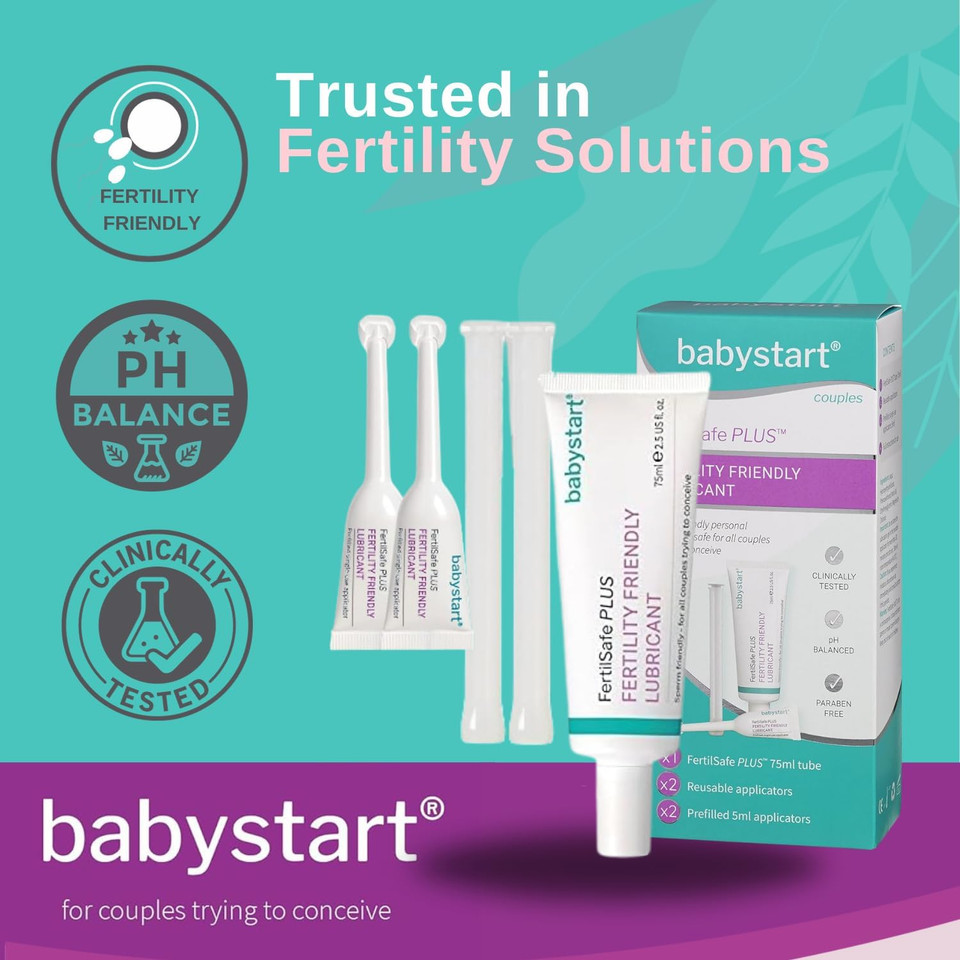 Babystart Fertility Lubricant - FertilSafe Plus Lubricating Gel Tube 75ml, x2 Re-Useable Applicator and x2 Prefilled 5ml Personal Lubrification - Natural, Water Based, Paraben Free, Fertile Friendly