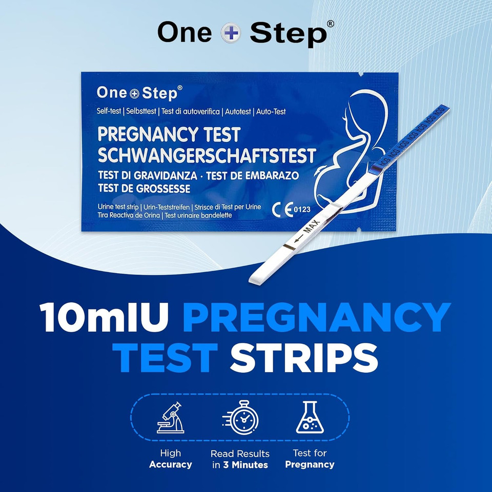 One Step: 10 Highly Sensitive 10mIU Pregnancy Test Strips (Tests up to 6 Days Earlier)