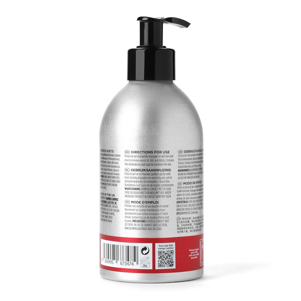 Hawkins & Brimble Bodywash Eco-Refillable Bottle - 10.1 Fl Oz (300Ml) For Men Hydrating Naturally Fragranced - Bottle For Life Eco Friendly