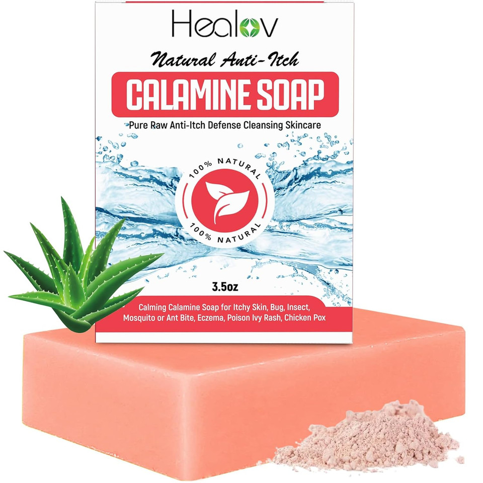 Natural Instant Itch Relief Soap Bar  Calming Calamine Soap For Itchy Skin, Irritation, Insect Bite, Eczema, Ivy Rash, Chicken Pox  Pure Raw Itch Defense Cleansing Skincare Natural Instant Itch Relief Soap Bar  Calming Calamine Soap For Itchy Skin, Irritation, Insect Bite, Eczema, Ivy Rash, Chicken Pox  Pure Raw Itch Defense Cleansing Skincare