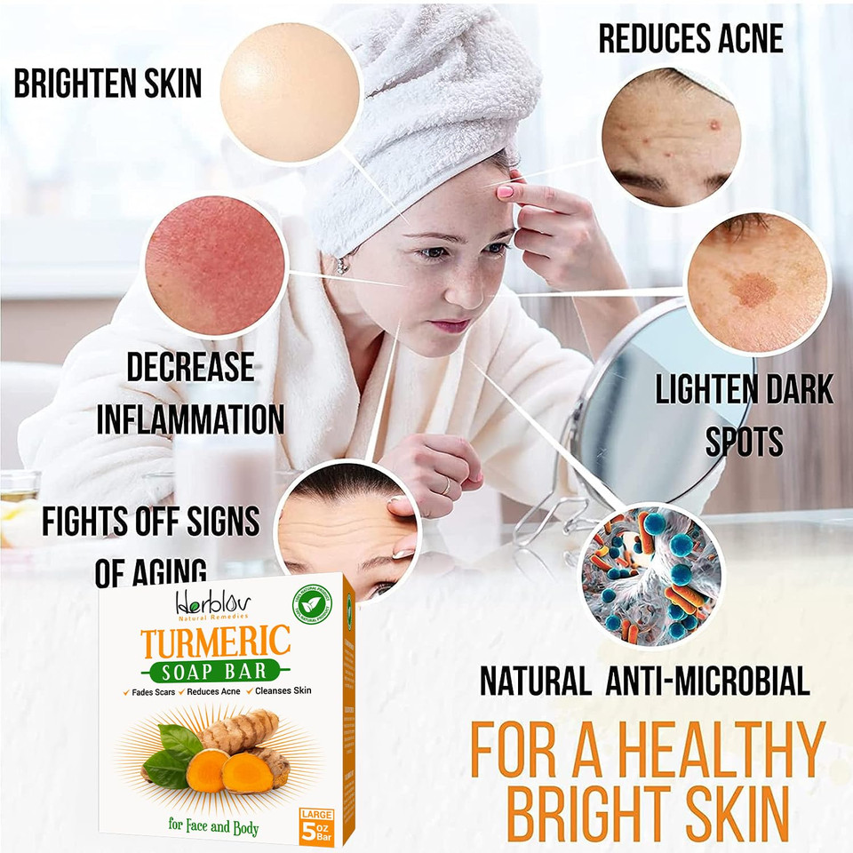 Natural Turmeric Soap Bar For Face & Body  Skin Brightening Soap For Dark Spots, Intimate Areas, Underarms  Exfoliating Face Wash Reduces Acne, Fades Scars & Cleanses Skin  5Oz Made In Usa Natural Turmeric Soap Bar For Face & Body  Skin Brightening Soap For Dark Spots, Intimate Areas, Underarms  Exfoliating Face Wash Reduces Acne, Fades Scars & Cleanses Skin  5Oz Made In Usa