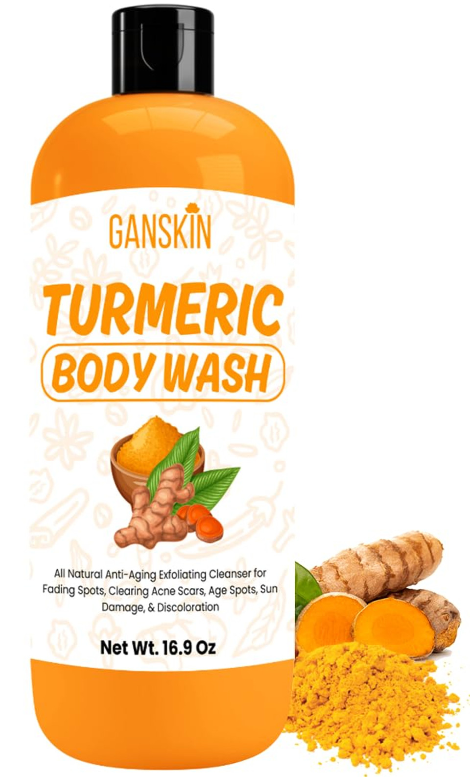 Turmeric Body Wash  Skin Brightening Liquid Soap For Discoloration  Natural Anti Aging Exfoliating Turmeric Body Wash For Spots, Acne, Sun Damage  Bath Soap Skincare