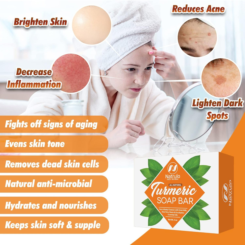 Turmeric Soap Bar - Skin Lightening, Dual-Action Cleanser For Face And Body, 100% Phthalate-Free, Usa Crafted