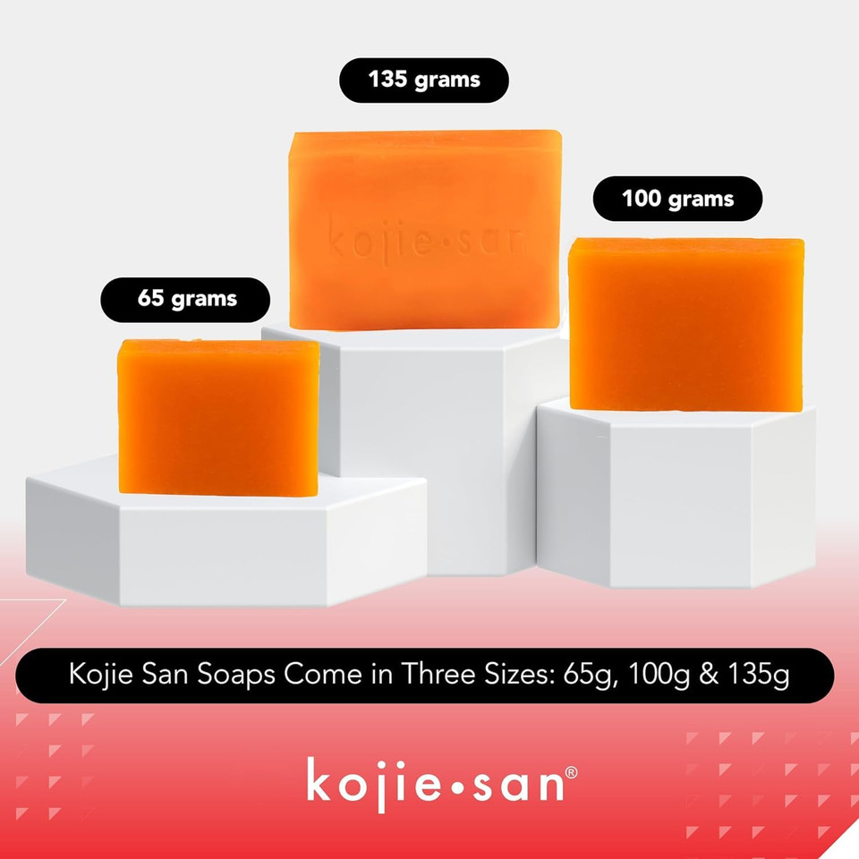 Kojie San Skin Brightening Soap - Original Kojic Acid Soap That Reduces Dark Spots, Hyperpigmentation, & Scars With Coconut & Tea Tree Oil - 135G X 3 Bars