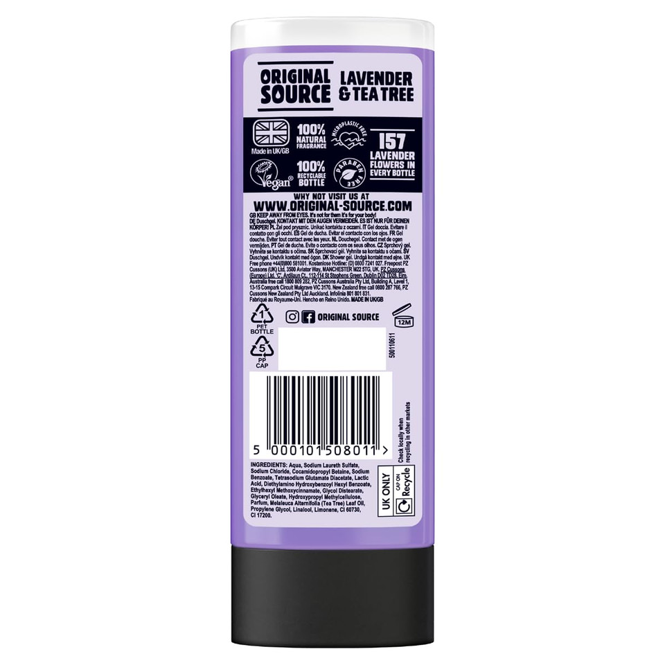 Original Source Lavender Shower Gel, 2 X 250 Ml