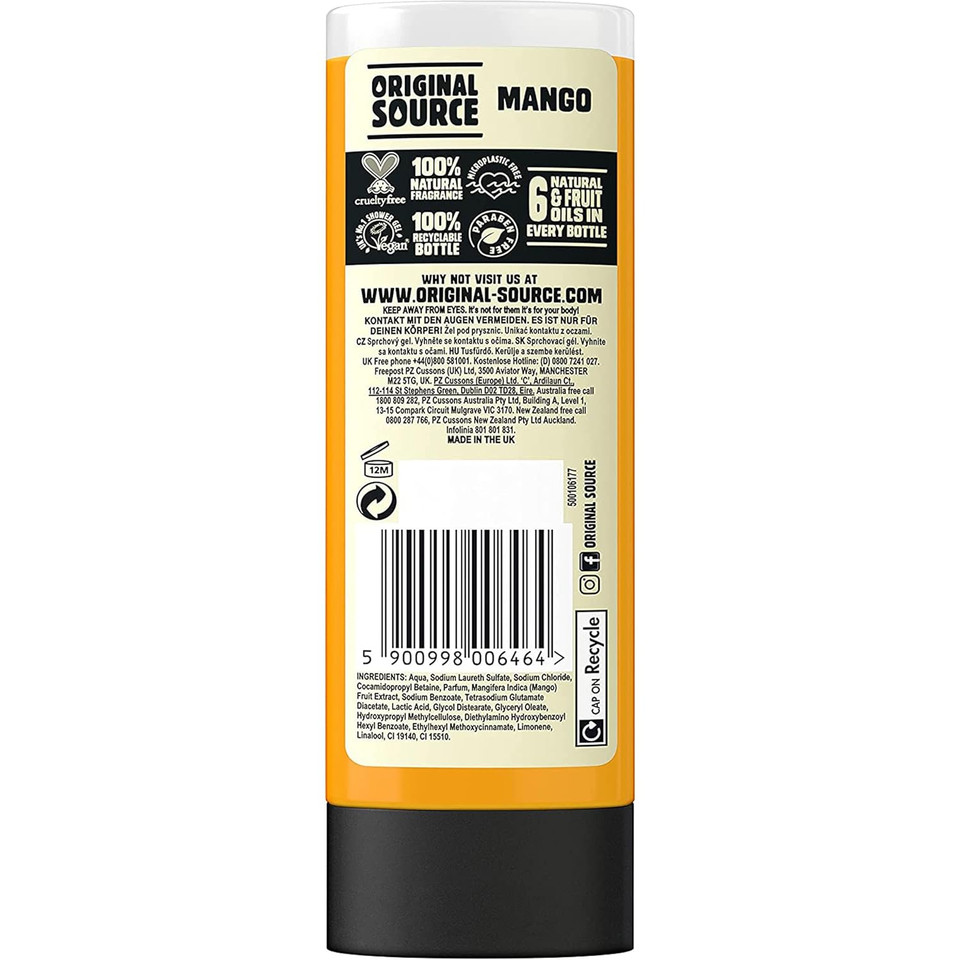 Original Source Mango Shower Gel, 500 Ml
