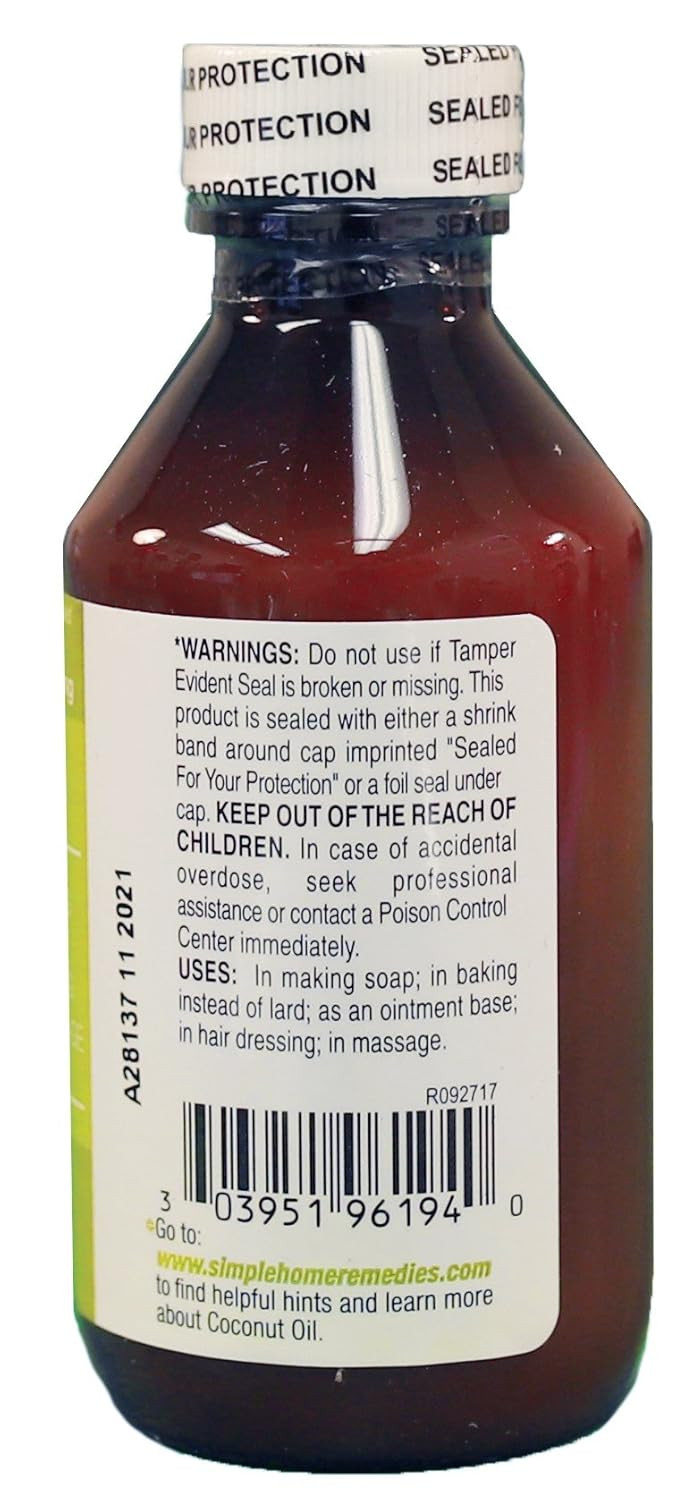 Pure Coconut Oil, 4Oz. 100 Pure And Natural Oil. Skin Care. Soap Making. Baking