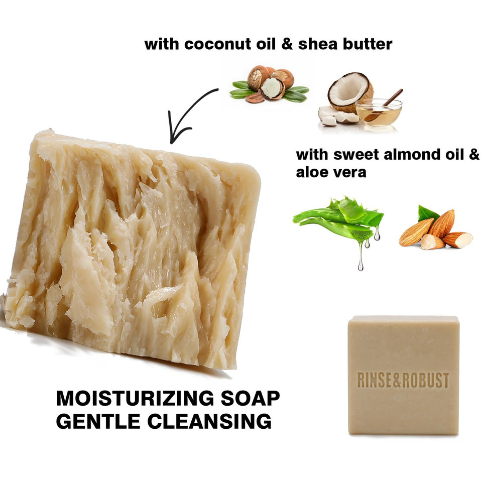 Rinse & Robust Mens Natural Bar Soap 6Pcs Handmade Cleansing Soap Bar Set Moisturizing&Exfoliating Scrub Soap Gifts For Men 6 Different Scents 3.5 Oz Of 6 Bars