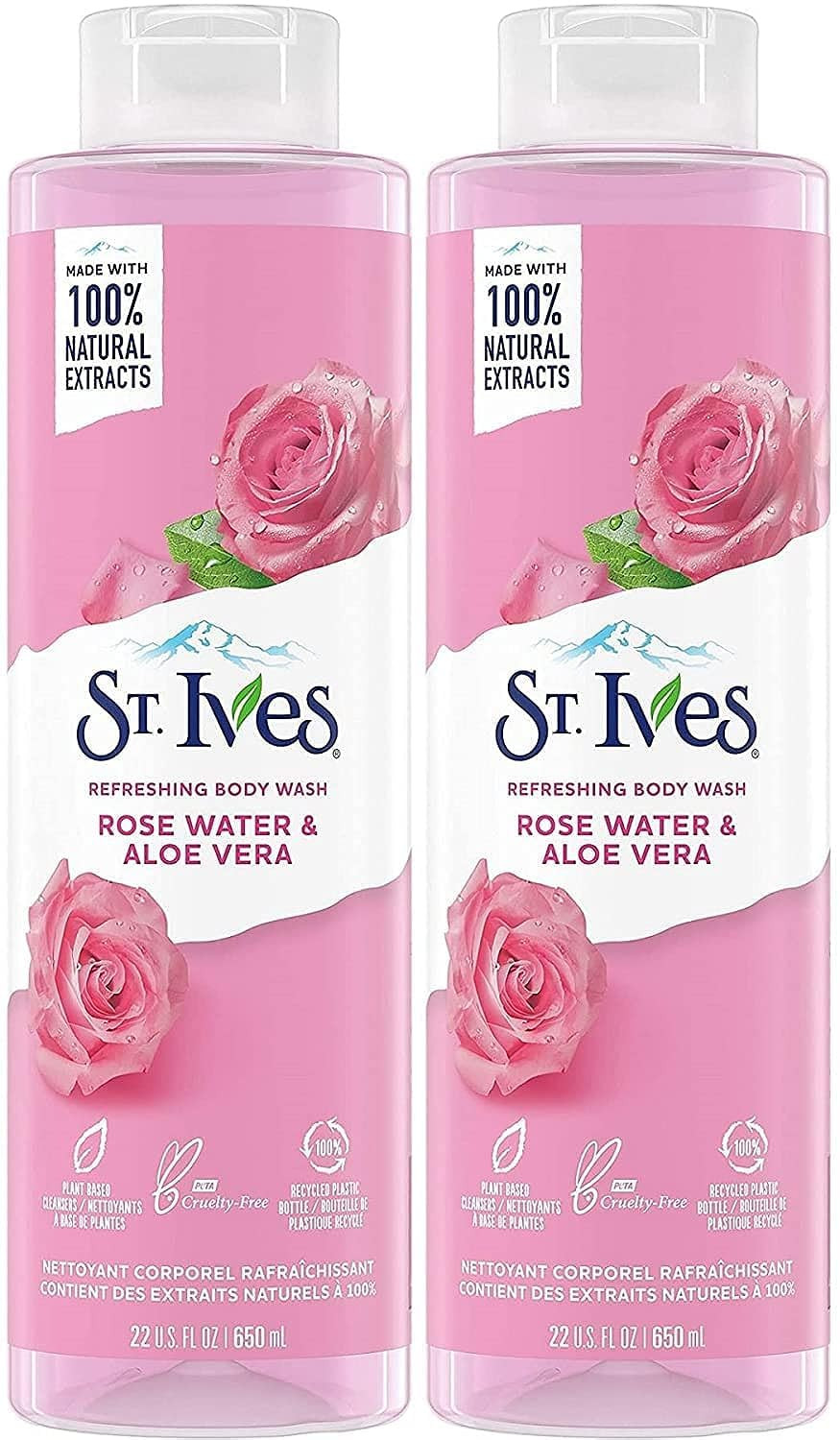 St. Ives Body Wash Refreshing Cleanser Rose Water & Aloe Vera Made With Plant-Based Cleansers & 100% Natural Extracts 16 Oz