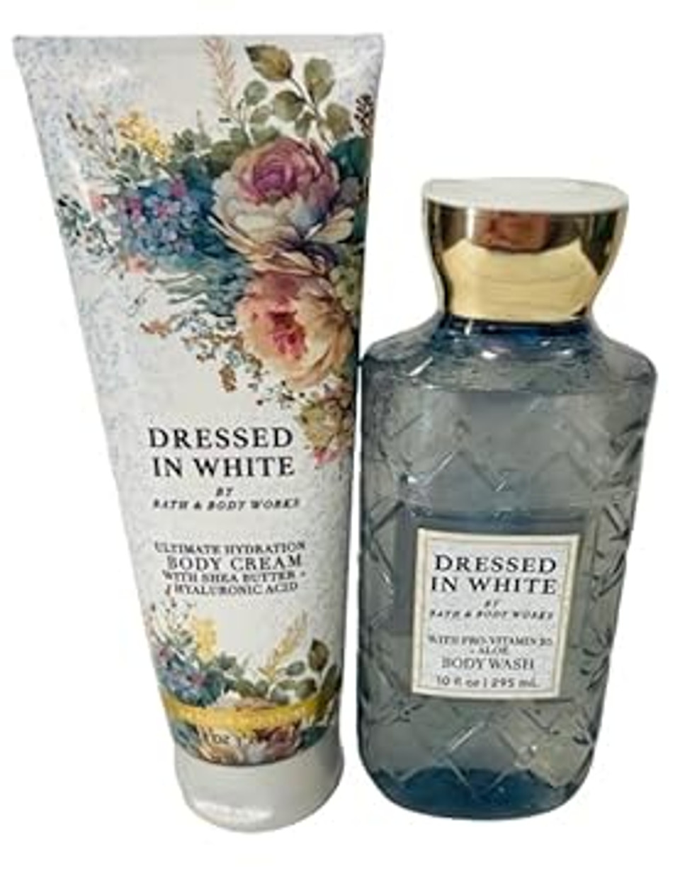 Bath & Body Works Dressed In White Ultimate Hydration Body Cream And Body Gel Wash 2 Piece Set