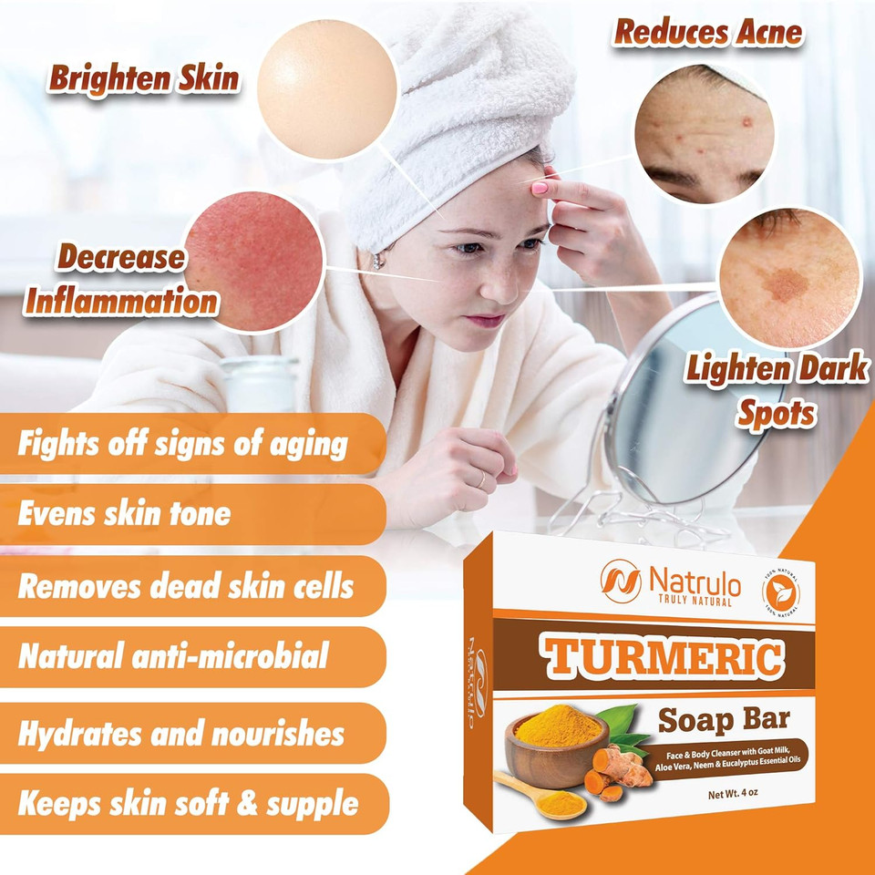 Turmeric Soap Bar For Face & Body  Natural Turmeric Skin Brightening Soap For Dark Spots, Intimate Areas, Underarms  Turmeric Face Wash Reduces Acne, Fades Scars & Cleanses Skin  4Oz, Made In Usa Turmeric Soap Bar For Face & Body  Natural Turmeric Skin Brightening Soap For Dark Spots, Intimate Areas, Underarms  Turmeric Face Wash Reduces Acne, Fades Scars & Cleanses Skin  4Oz, Made In Usa