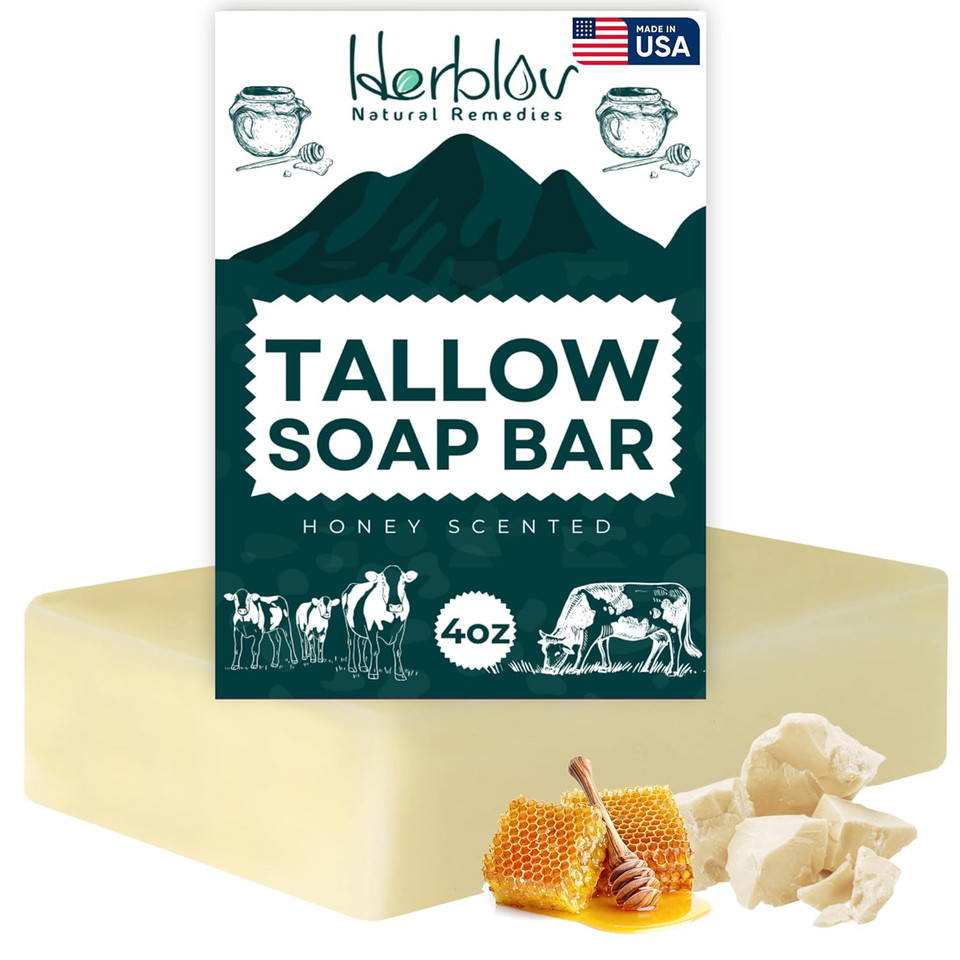 Beef Tallow Soap Bar  All Natural Grass Fed Tallow Soap Unscented  Moisturizing Face & Body Wash Great For Eczema, Dry, Itchy, Sensitive Skin  Handcrafted Bath Soap For Adults, Kids, Made In Usa