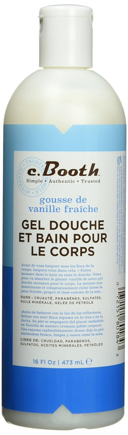 C.Booth Clean Vanilla Bean Bath & Body Wash, 16 Fluid Ounce