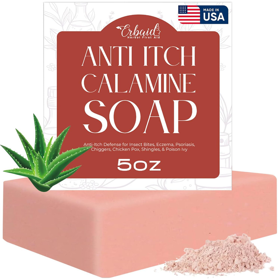 Calamine Soap Bar  All Natural Instant Itch Relief  Calming Calamine Soap For Itchy Skin, Insect Bite, Eczema, Poison Ivy Rash, Chicken Pox  Pure Anti-Itch Body Wash Made In Usa  Large 5Oz Bar