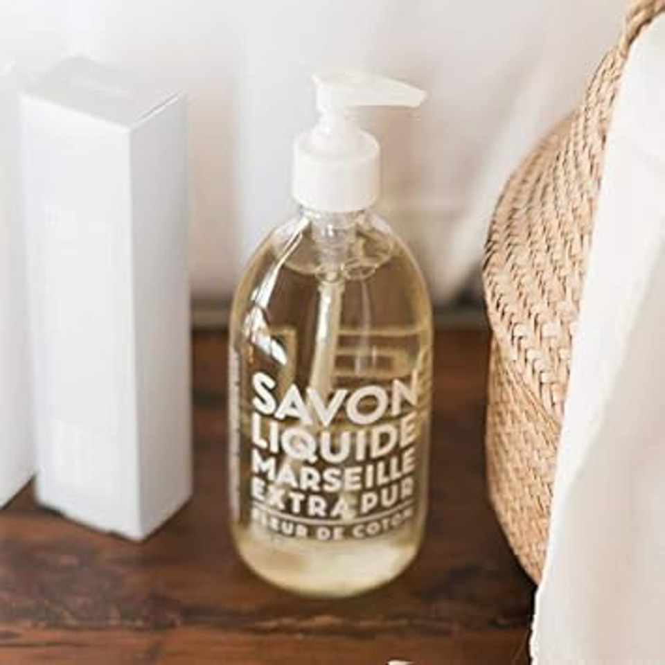 Compagnie De Provence Savon De Marseille Extra Pure Liquid Soap - Cotton Flower - 16.7 Fl Oz Glass Pump Bottle