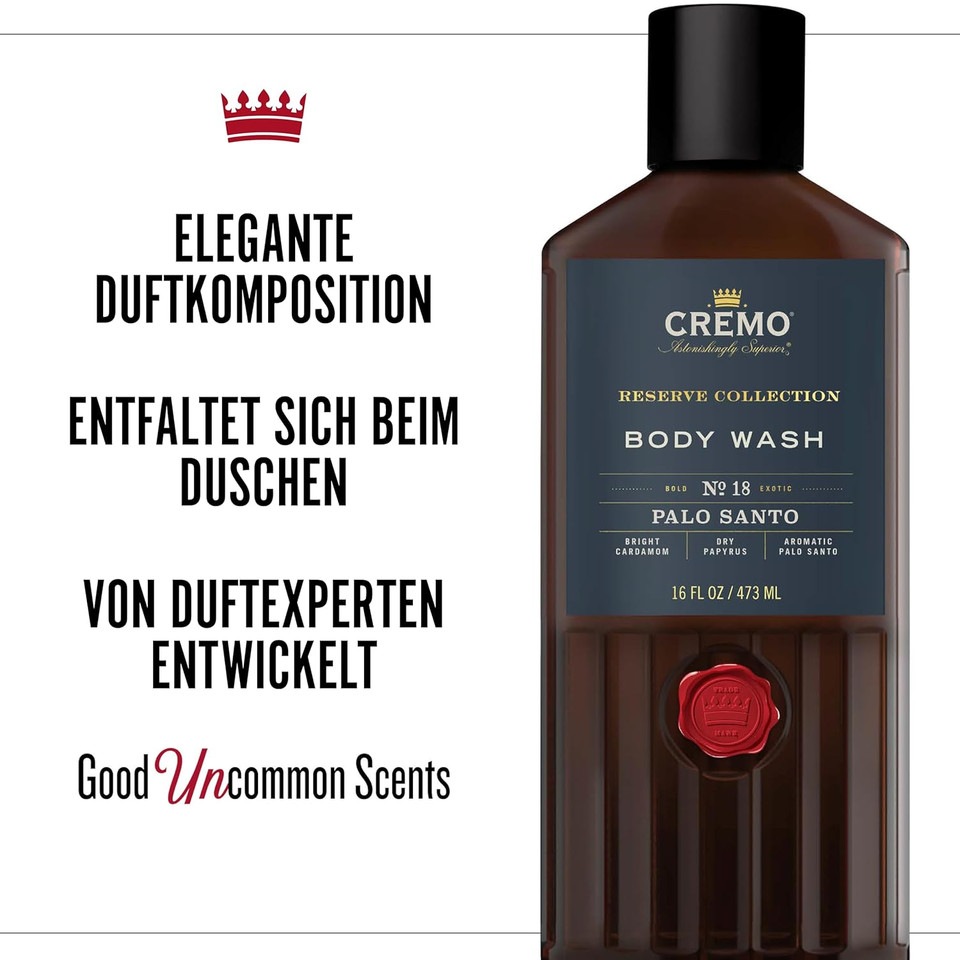 Cremo Body Wash Men, A Sophisticated Blend Of Distillers Spice, Fine Bourbon And White Oak, 16 Fl Oz