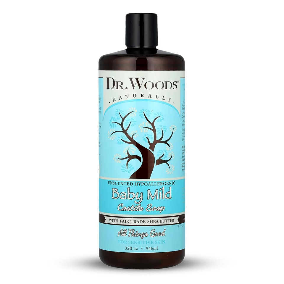 Dr. Woods Baby Mild Unscented Liquid Castile Soap With Organic Shea Butter, 32 Ounce