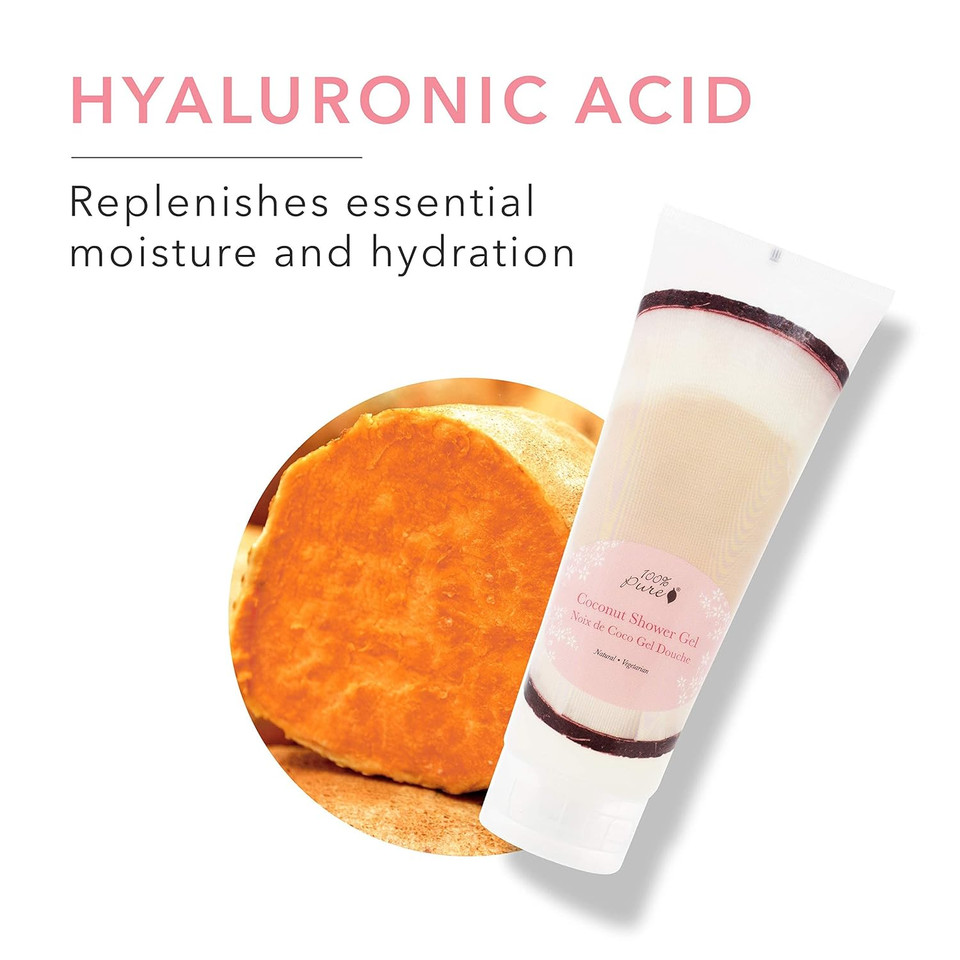 100% Pure Coconut Lime Shower Gel Natural Foaming & Hydrating Body Wash - Deeply Moisturizing Gentle Soap Cleanser For All Skin Types, Even Sensitive - Gluten-Free - 8 Fl Oz