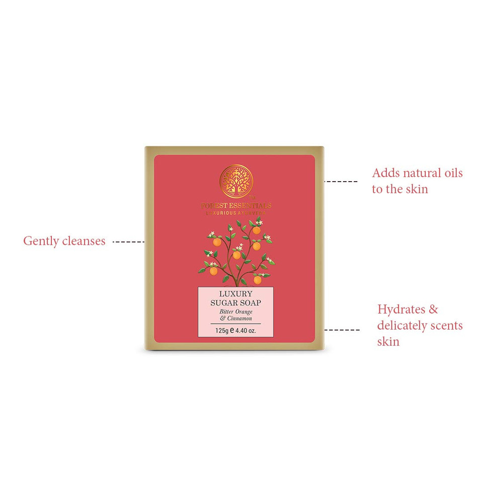 Forest Essentials Luxury Sugar Soap Bitter Orange & Cinnamon - 125G