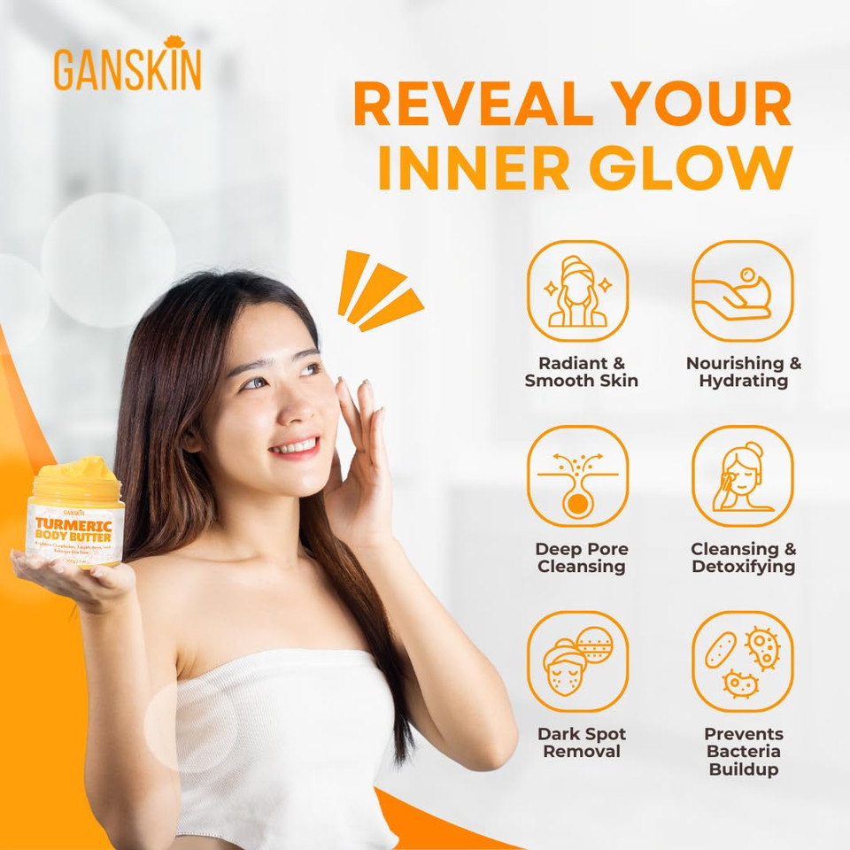 Turmeric Face Cream  All Natural Skin Brightening Lotion  Turmeric Whipped Body Butter For Dark Spots, Hyperpigmentation  Skincare Cleanses, Fights Acne, Evens Tone, Scars, Sun Damage